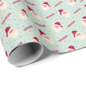 HOHOHO Santa Claus auf Minze Green Geschenkpapier (Rolleneckpunkt)