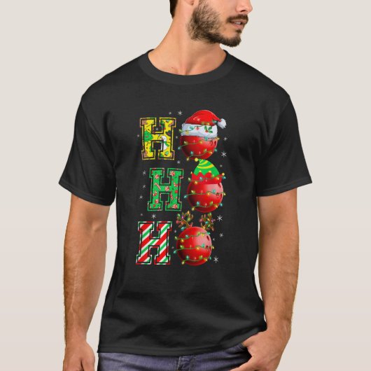 HOHOHO Santa Elf Reindeer Bowling Balls Weihnachte T-Shirt (Vorderseite)