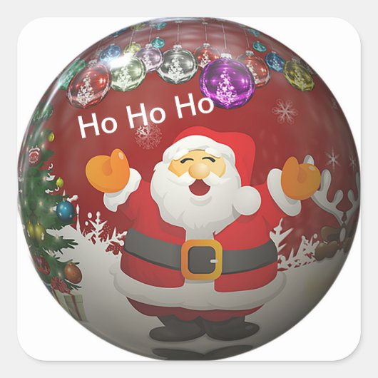 "HoHoHo Santa" Quadratischer Aufkleber (Vorderseite)