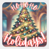 HoHoHo Urlaub! Quadratischer Aufkleber (Vorderseite)