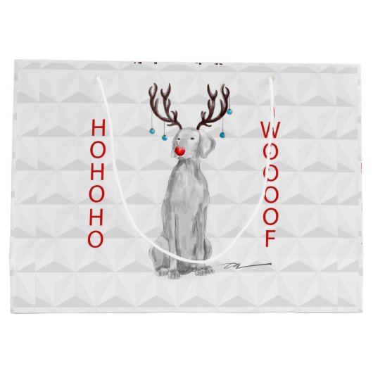 HOHOHOWOOOF WEIMARANER GESCHENK-TASCHE GROßE GESCHENKTÜTE (Rückseite)