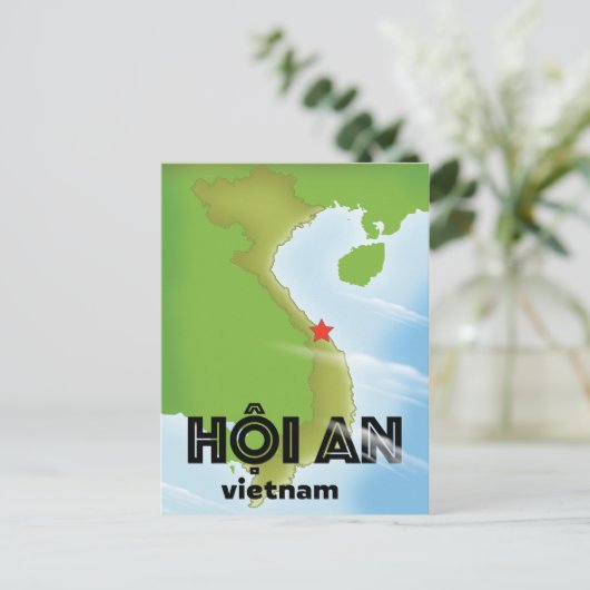 Hoi An Vietnam Reiseposter Art Print Postkarte (Stehend Vorderseite)