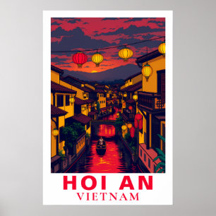 Hoi An Vietnam Vintage Reise Laternen Poster