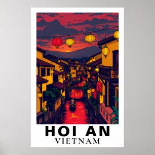 Hoi An Vietnam Vintage Reise Laternen Poster