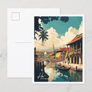 Hoi Vietnam Art Vintage Reise Illustration Postkarte