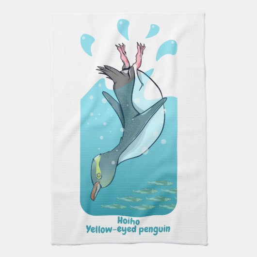 HOIHO YELLOW MIT AUGEN PENGUIN SWIMMING GESCHIRRTUCH (Vertikal)