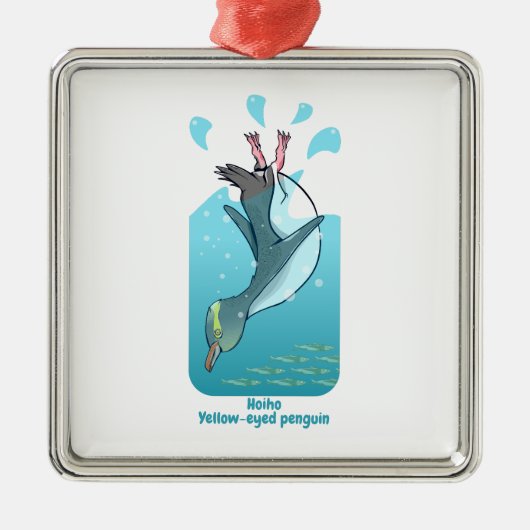 HOIHO YELLOW MIT AUGEN PENGUIN SWIMMING ORNAMENT AUS METALL (Vorne)