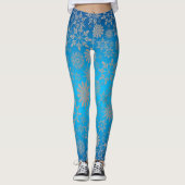 Hoilday Snowflake Muster Blau Leggings (Vorderseite)