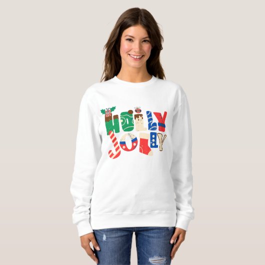 hoIly joIly farbige Weihnachten Sweatshirt (Vorne ganz)