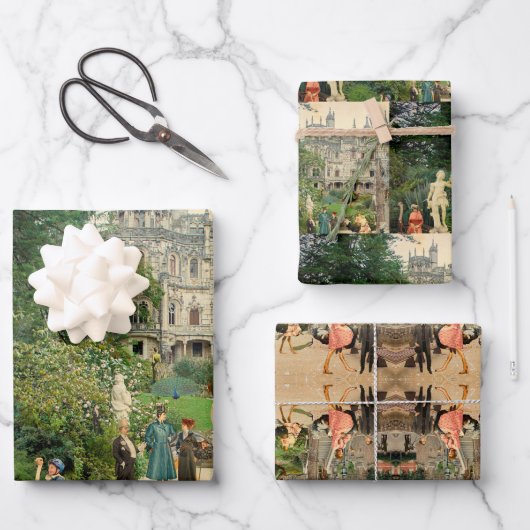 Hoja De Papel De Regalo Cabalgando avestruces en A Geschenkpapier Set (Vorderseite)