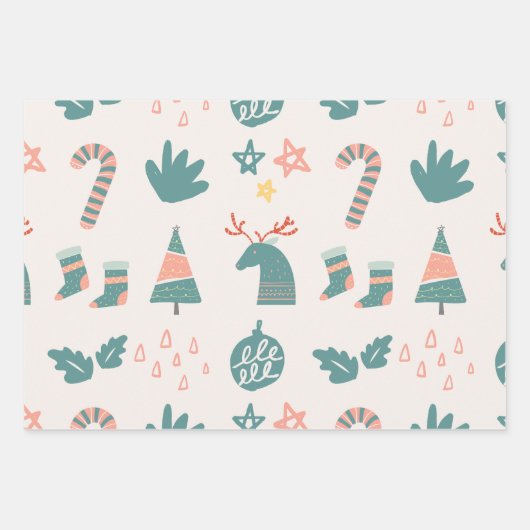 Hoja De Papel De Regalo christmas reindeer Geschenkpapier Set (Vorderseite)