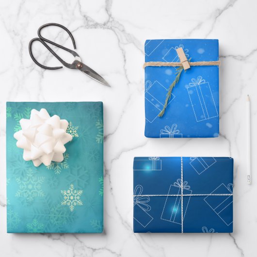 Hoja De Papel De Regalo copos de nieve Geschenkpapier Set (Vorderseite)