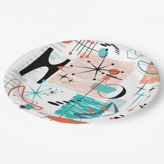 HoJo Retro Papierplatte Pappteller (Schrägansicht)