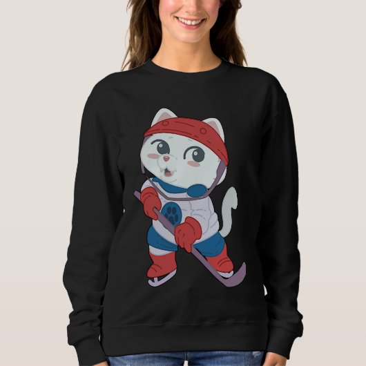 Hokey Cute Cat Player Kids Sweatshirt (Vorderseite)