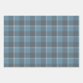 Hoki Blau und Shuttle Grau Kariert Geschenkpapier Set (Vorderseite)