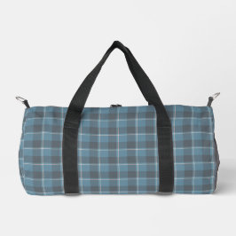 Hoki Blue and Shuttle Gray Plaid Duffle Bag