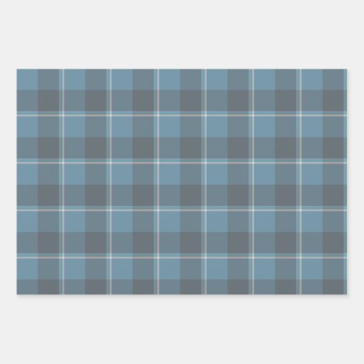 Hoki Blue and Shuttle Gray Plaid Geschenkpapier Set (Vorderseite 2)