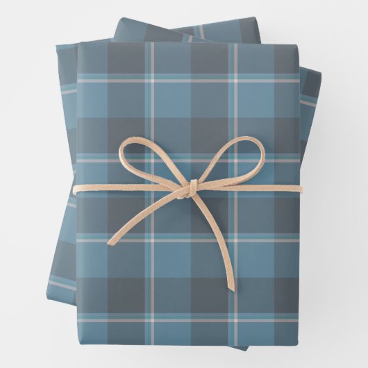 Hoki Blue and Shuttle Gray Plaid Geschenkpapier Set (Beispiel)