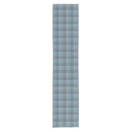 Hoki Blue and Shuttle Gray Plaid Kurzer Tischläufer