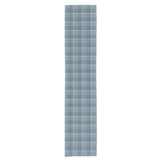 Hoki Blue and Shuttle Gray Plaid Kurzer Tischläufer (Vorderseite)