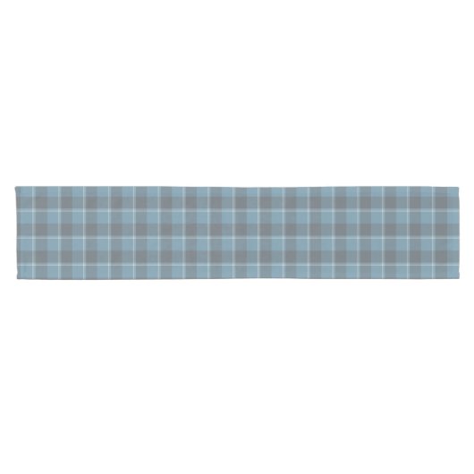 Hoki Blue and Shuttle Gray Plaid Kurzer Tischläufer (Horizontal)
