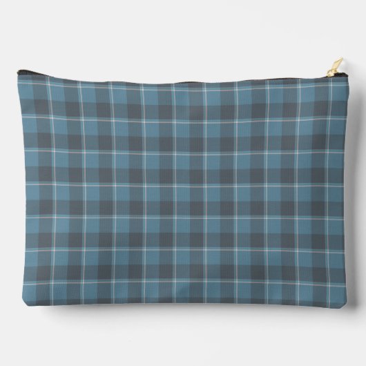 Hoki Blue and Shuttle Gray Plaid Zubehörtasche (Rückseite)