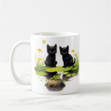 Hoki & Koki Black Kittens Besichtigung der Tasse P