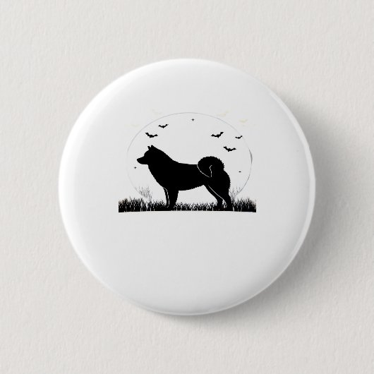 Hokkaido Dog � Halloween Moon Silhouette Classic T Button (Vorderseite)