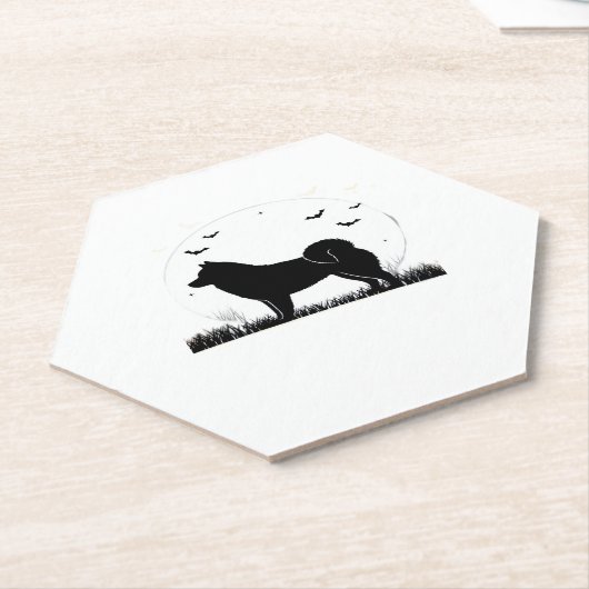 Hokkaido Dog � Halloween Moon Silhouette Classic T Untersetzer (angewinkelt)