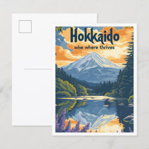 Hokkaido Japan Vintage Kunstreise Postkarte
