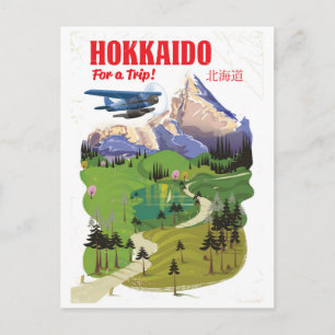 Hokkaido Japan Vintage Vintage Style Reiseplakat Postkarte