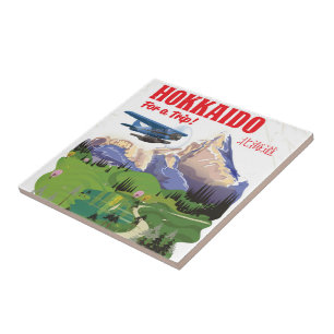 Hokkaido Japan Vintage Vintage Style Reiseposter Fliese