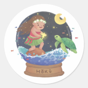 Hoku finden: Die Star Illustration Runder Aufkleber
