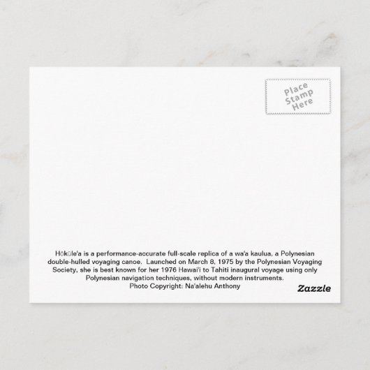 Hokulea Postcard, antiker Hawaiianischer Ausflugsk Postkarte (Rückseite)