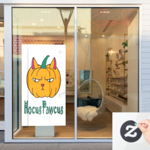 Hokus pawcus Halloween-Kürbis Ingwerkatze Magie Fensteraufkleber