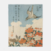 Hokusai - A Cuckoo und Azaleas Fine Art Fleecedecke (Vorderseite)