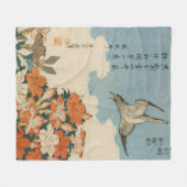 Hokusai - A Cuckoo und Azaleas Fine Art Fleecedecke (Vorderseite (Horizontal))