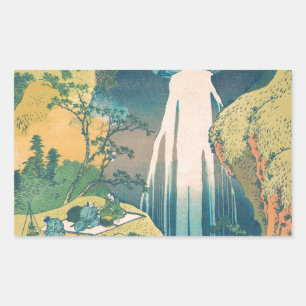 Hokusai Amida-Fälle Japan Wasserfall  Rechteckiger Aufkleber