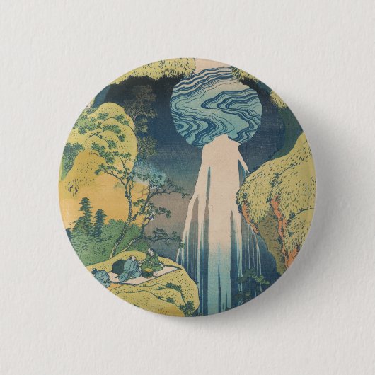 Hokusai Amida Falls Japan Wasserfall Button (Vorderseite)