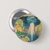 Hokusai Amida Falls Japan Wasserfall Button (Vorne & Hinten)