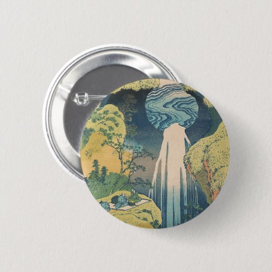 Hokusai Amida Falls Japan Wasserfall Button (Vorne & Hinten)