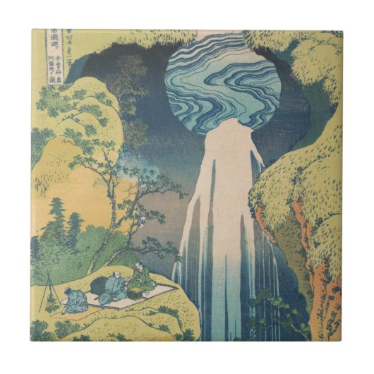 Hokusai Amida Falls Japan Wasserfall Fliese (Vorderseite)