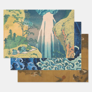 Hokusai Amida Falls Japan Wasserfall Geschenkpapier Set