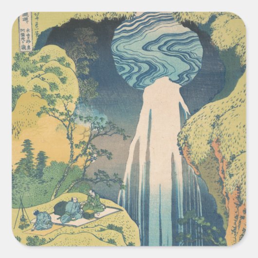 Hokusai Amida Falls Japan Wasserfall Quadratischer Aufkleber (Vorderseite)
