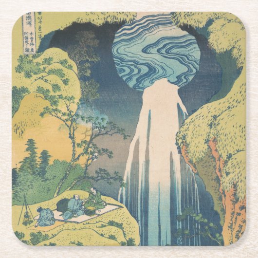 Hokusai Amida Falls Japan Wasserfall Rechteckiger Pappuntersetzer (Vorderseite)