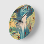 Hokusai Amida Falls Japan Wasserfall Runde Wanduhr (Winkel)