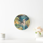 Hokusai Amida Falls Japan Wasserfall Runde Wanduhr (Zuhause)