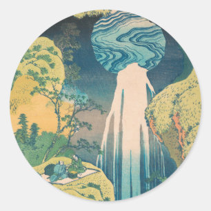 Hokusai Amida Falls Japan Wasserfall Runder Aufkleber