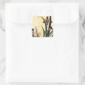 Hokusai Art Malerei Iris Blume Quadratischer Aufkleber (Tasche)