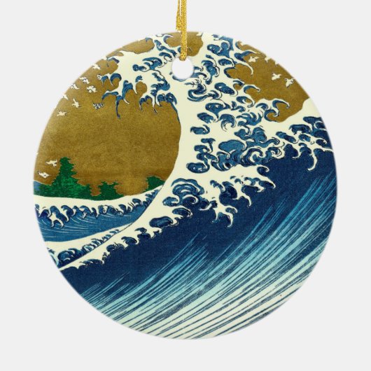 Hokusai Big Wave Japan japanische Kunst Keramik Ornament (Hinten)